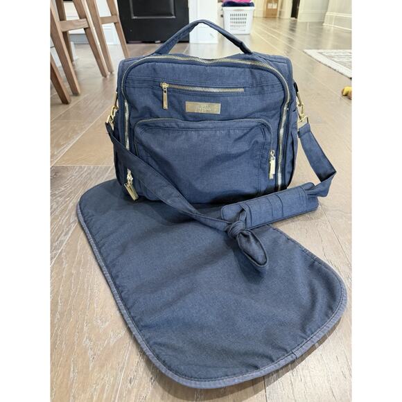 JUJUBE Ju Ju Be BFF INDIGO Gold CHROMATICS BFF Diaper Bag Backpack Handbag New - Picture 6 of 11
